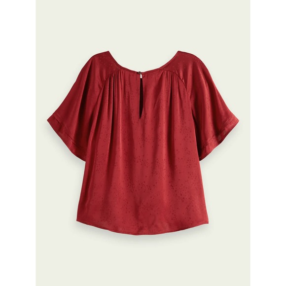 Scotch & Soda Flutter Sleeve Top in Rhubarb - Picture 6 of 11